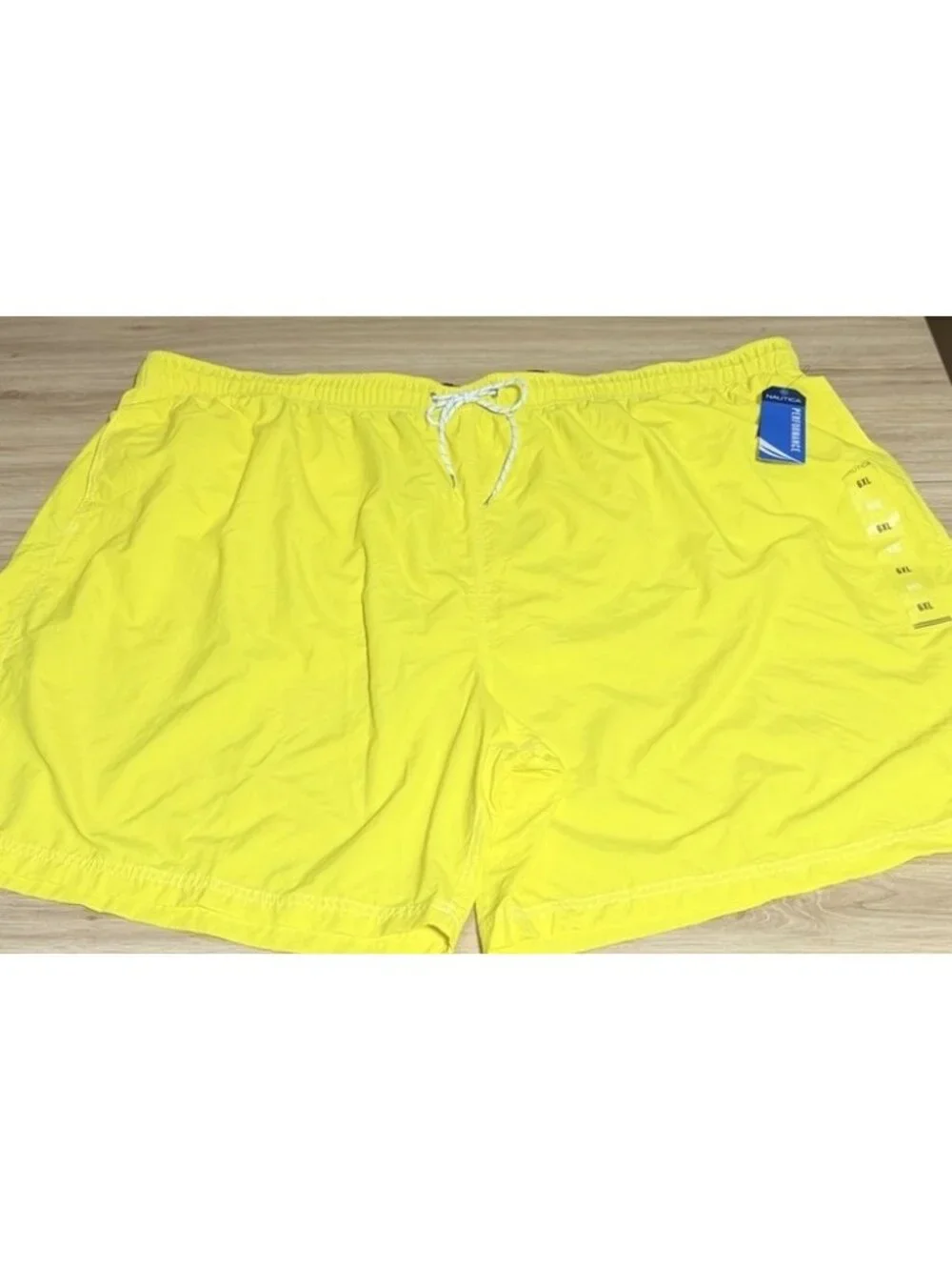 Nautica Swim Shorts Mens 6XL Yellow Performance Boxer Liner Quick Dry Trunks NEW
